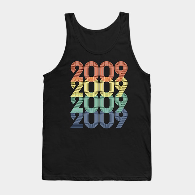 Cool Retro Year 2009 - Made In 2009 - 14 Years Old, 14th Birthday Gift For Teens Men & Women Tank Top by Art Like Wow Designs